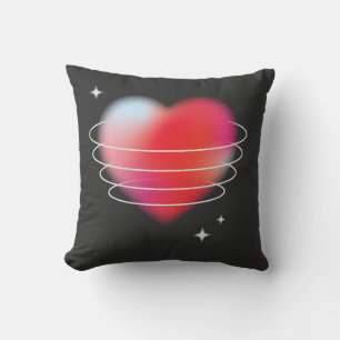 Red heart planet hitech valentine's day throw pillow