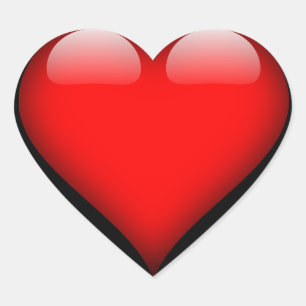 Red heart polished in black heart sticker