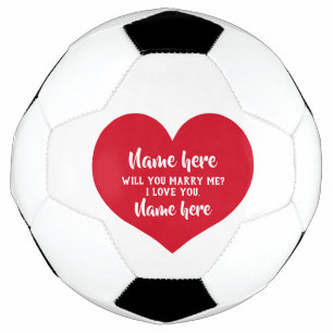 Red heart proposal soccer ball