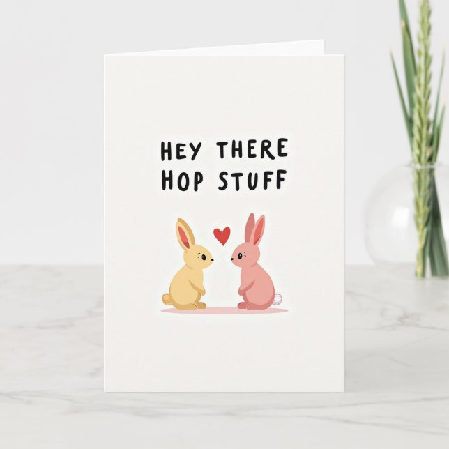 Red Heart Rabbits Love Card (Front)