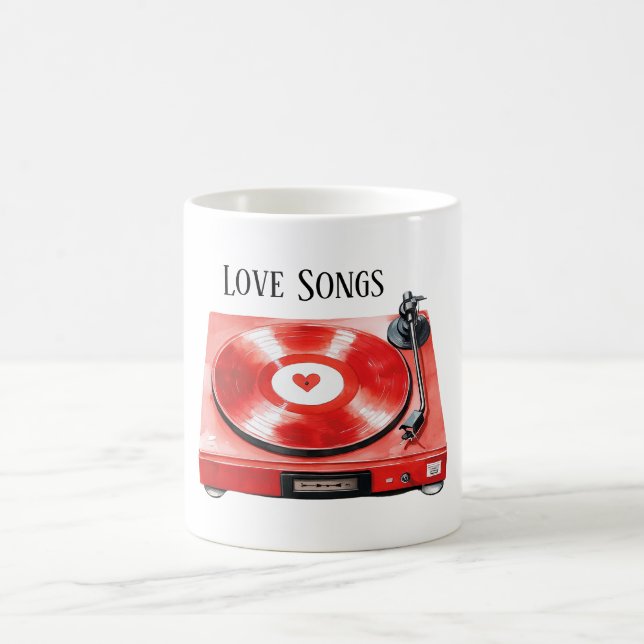Red Heart Record Love Songs Coffee Mug (Center)