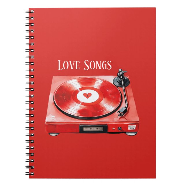 Red Heart Record Love Songs Notebook (Front)