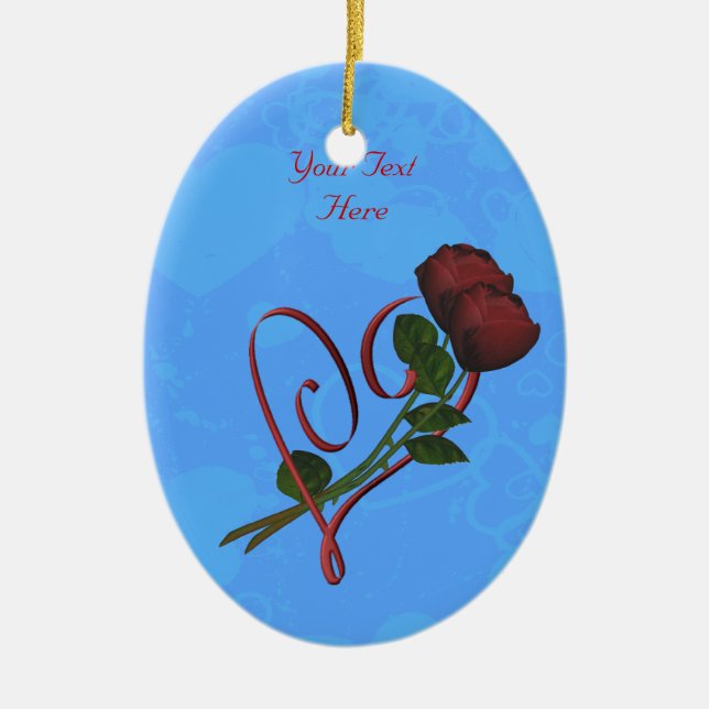 Red Heart Red Rosebuds Ornament (Front)