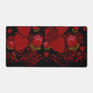 Red heart, red roses for Valentine's day Desk Mat