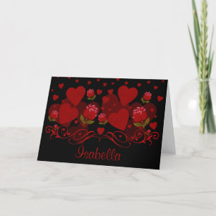 Red heart, red roses for Valentine's day   Holiday Card