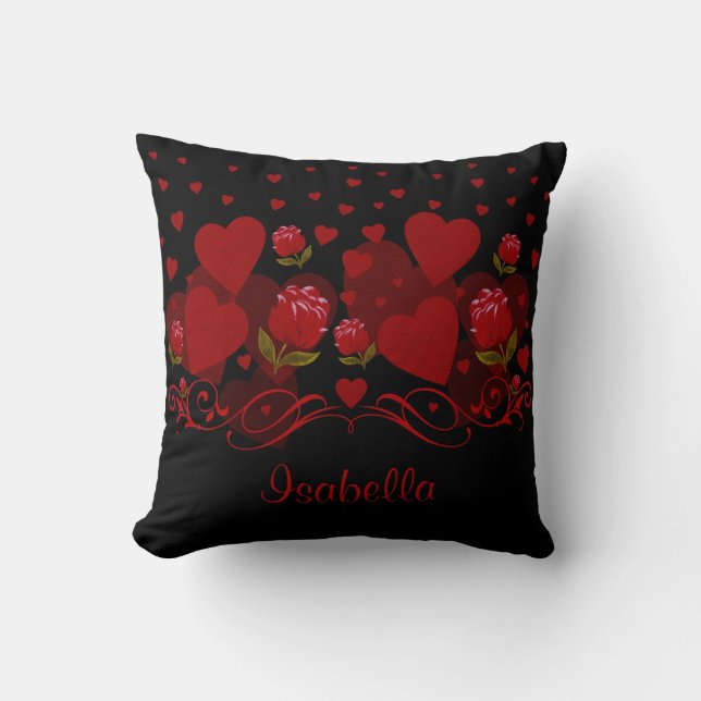 Red heart, red roses for Valentine's day  Throw Pi Pillow (Front)