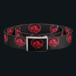 Red Heart Roses Black Belt<br><div class="desc">Romantic Red Heart Rose Belts</div>