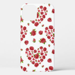 Red Heart Roses Pattern, Valentine's Day Gift iPhone 12 Case