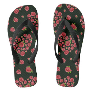 Red Heart Roses Pattern, Valentine's Day Gift Flip Flops