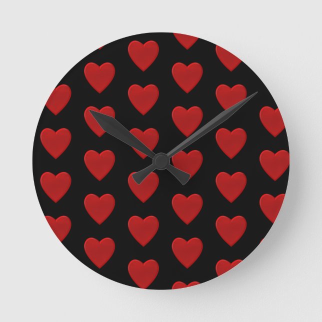 Red Heart Round Clock (Front)