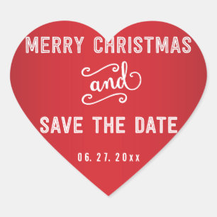 Red Heart Save The Date Christmas Stickers