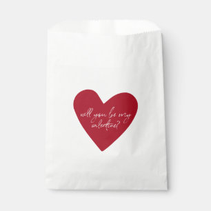 Red Heart Script Valentines Day Favour Bag