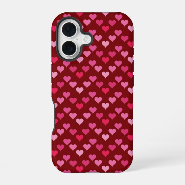 Red heart seamless  iPhone 16 case (Back)