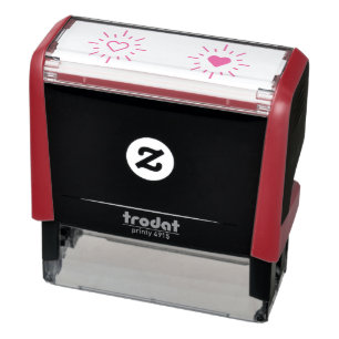 Red heart self-inking stamp