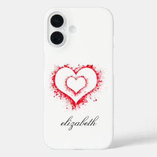 red heart shape colorful background personalized  iPhone 16 case