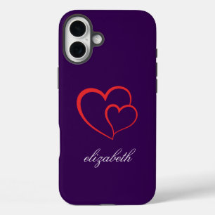 red heart shape colorful background personalized iPhone 16 plus case