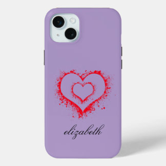 red heart shape colorful background personalized iPhone 15 mini case