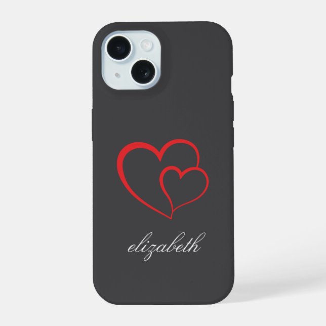 red heart shape colorful background personalized  iPhone 15 case (Back)