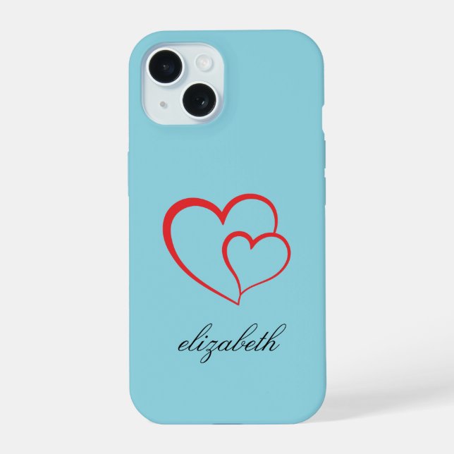 red heart shape colorful background personalized  iPhone 15 case (Back)