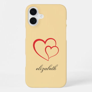 red heart shape colourful background personalized  iPhone 16 plus case