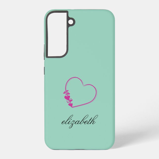 red heart shape colourful background personalized  samsung galaxy s22+ case (Back)