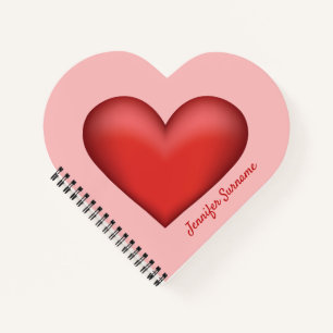 Red Heart Shape Illustration With Custom Text Notebook