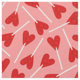 red heart shape lollipop candy pink fabric
