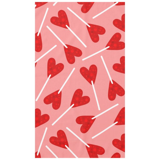 red heart shape lollipop candy pink tablecloth (Front)