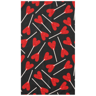 red heart shape lollipop candy tablecloth