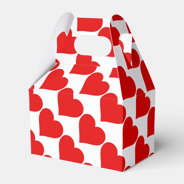 Red Heart Shape Love Classic Simple Minimalism Favor Box (Front Side)