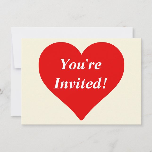 Red Heart Shape Love Classic Simple Minimalism Invitation (Front)