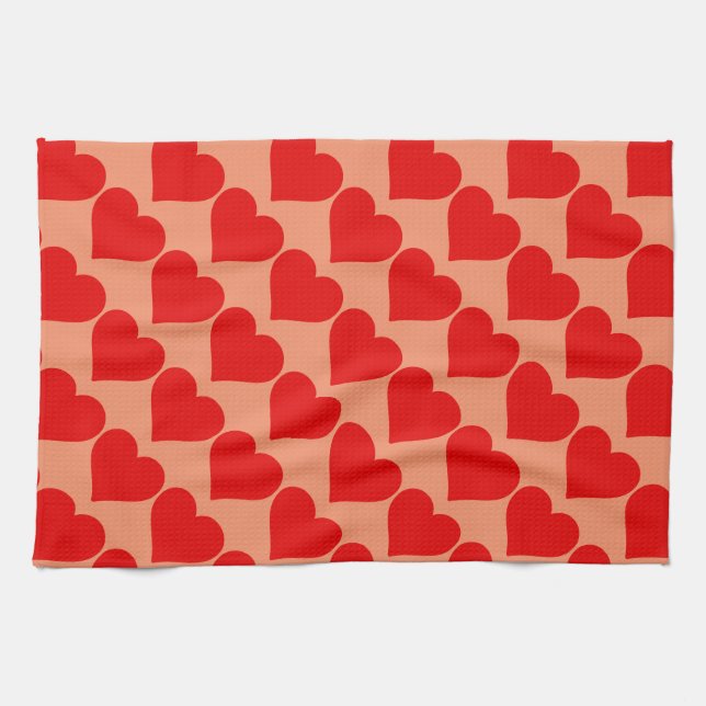 Red Heart Shape Love Classic Simple Minimalism Kitchen Towel (Horizontal)