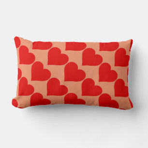 Red Heart Shape Love Classic Simple Minimalism Lumbar Pillow
