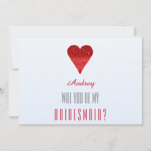 Red heart shape Will you be my Bridesmaid? Invitat Invitation