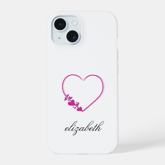 red heart shape withe background personalized  iPhone 15 case (Back)