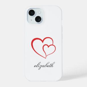 red heart shape withe background personalized  iPhone 15 case