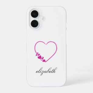 red heart shape withe background personalized iPhone 16 case