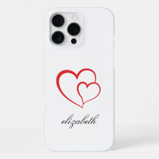 red heart shape withe background personalized  iPhone 16 pro max case