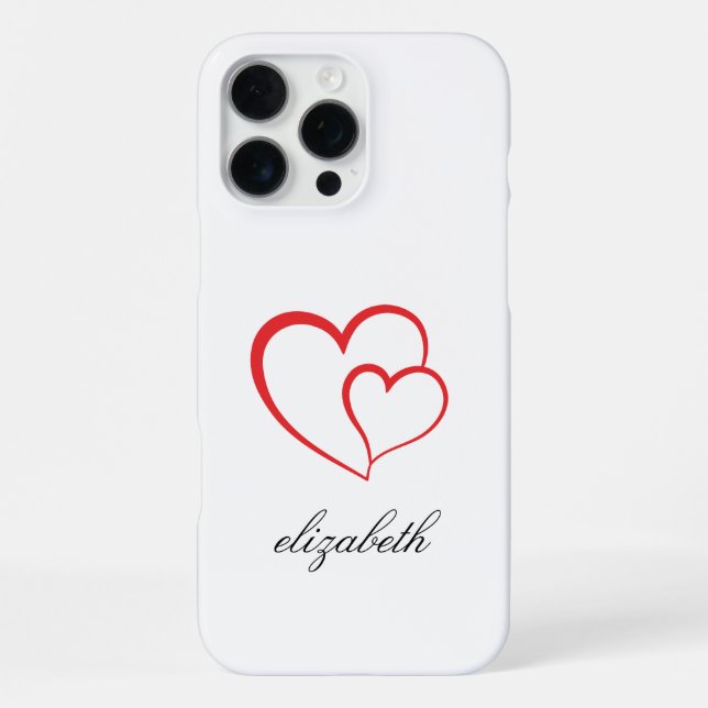 red heart shape withe background personalized  iPhone case (Back)
