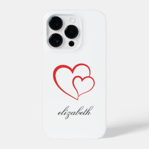 red heart shape withe background personalized  iPhone 14 pro case