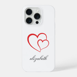 red heart shape withe background personalized  iPhone 15 pro case