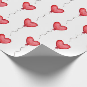  Red heart-shaped balloons  Wrapping Paper