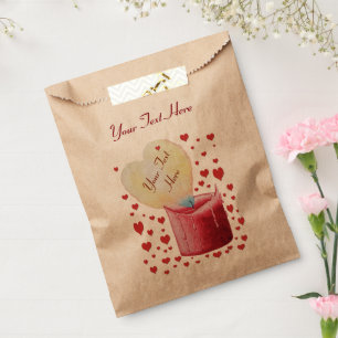 red heart shaped flame romantic wedding favour bag