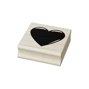 Red heart shaped, love heart, rubber stamp