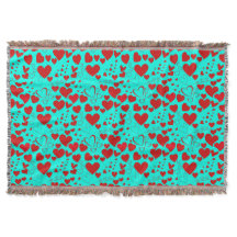 Red Heart Shapes Pattern in Vivid Turquoise