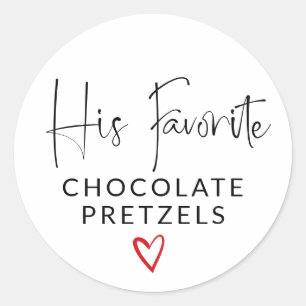 Red Heart Signature Script His Favourite Wedding Classic Round Sticker