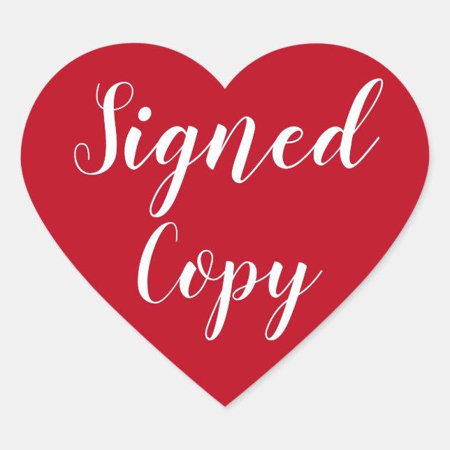 Red Heart Signed Copy Romance Author Writer Sticker (Front)