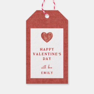Red Heart Simple Happy Valentine's Day Tags