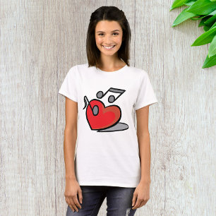 Red Heart Singing Music Notes T-Shirt