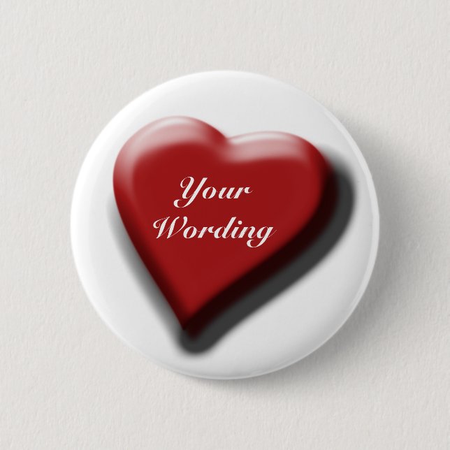 Red heart single customizable badges 2 inch round button (Front)